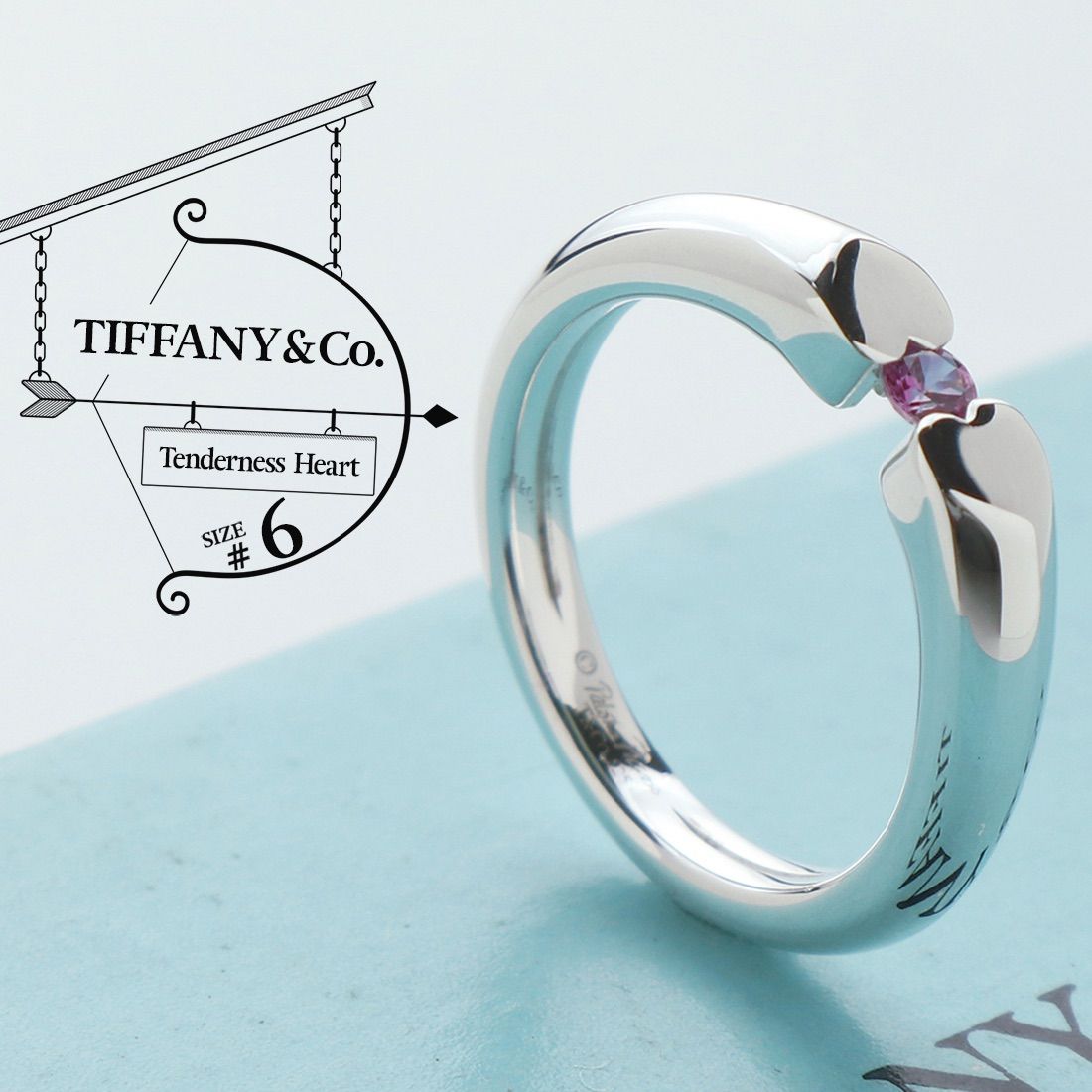 極美品 TIFFANY ティファニー テンダネスハート リング 指輪 6.5号-