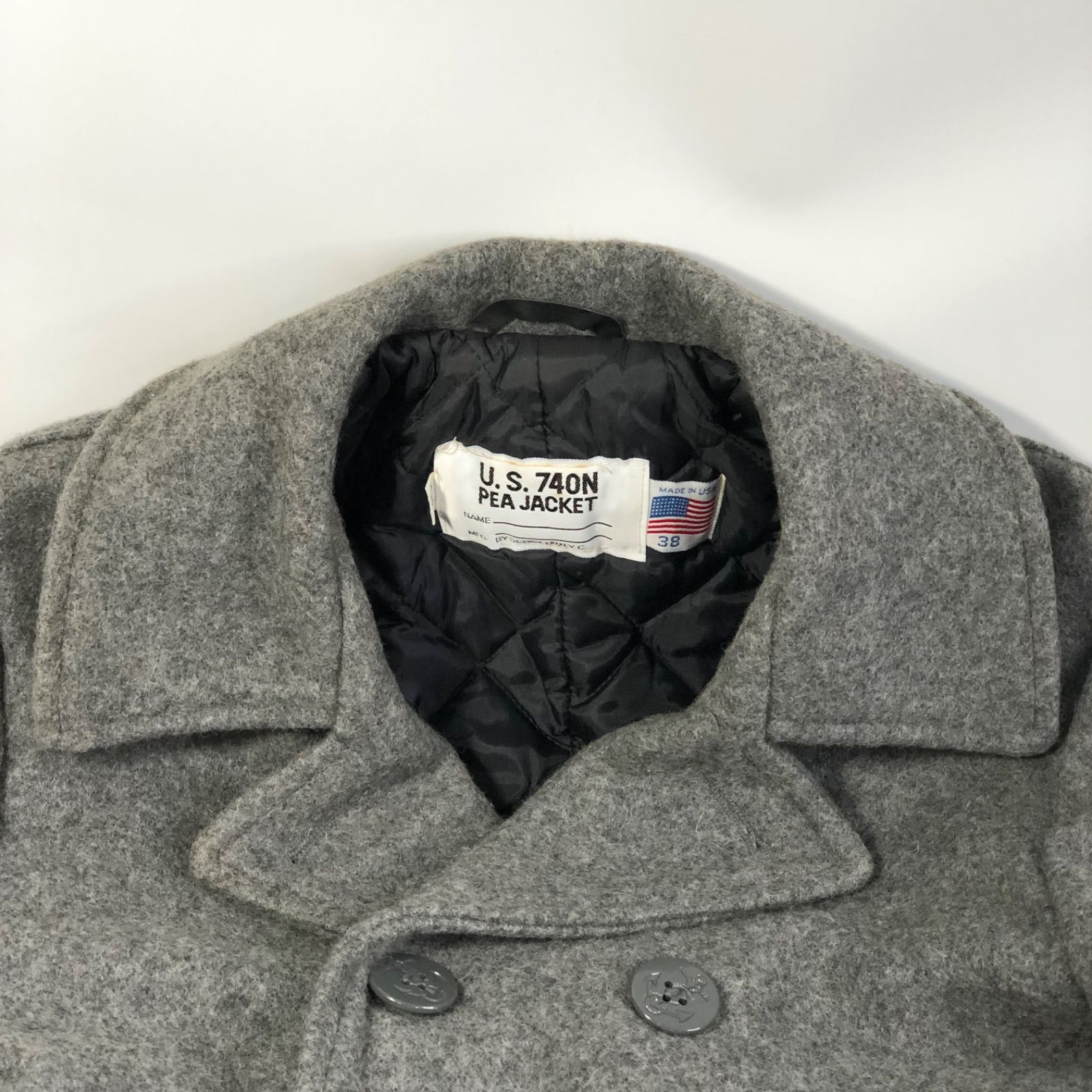 A1027-5-5 SCHOTT ショット メンズ ピーコート グレー U.S 740N