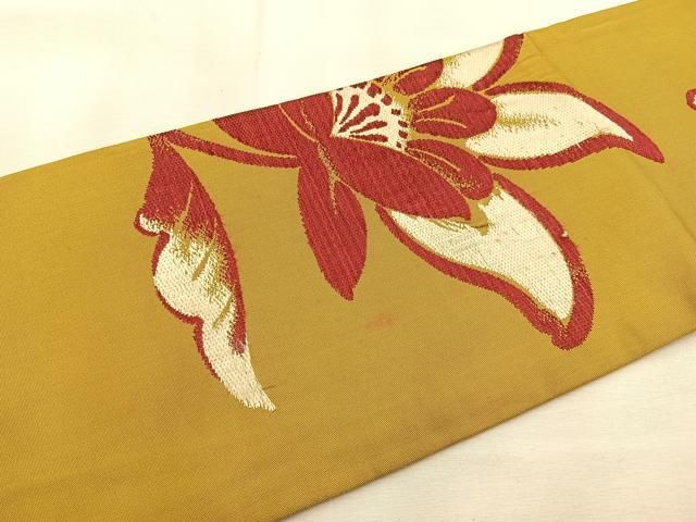 平和屋着物○アンティーク 大正ロマン 九寸名古屋帯 唐織 糸巻き 花毬文