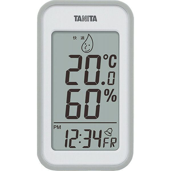 タニタ デジタル温湿度計 グレー TT559GY | 23-0274-049 インテリア グッズ 小物 アイテム 雑貨 ツール 温度計 湿度計 時計 グレー 機能 マルチ 万能 便利 贈答品 贈り物 お祝い ギフト プレゼント