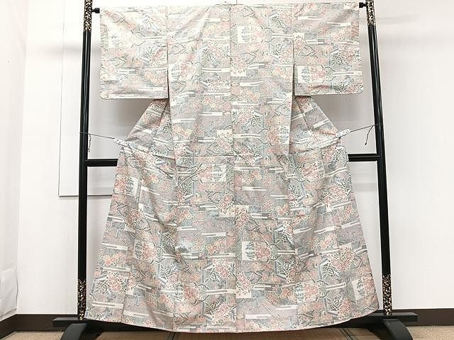 平和屋着物□本場大島紬 色紙重ね花唐草文 正絹 逸品 未使用 CAAS6568yc