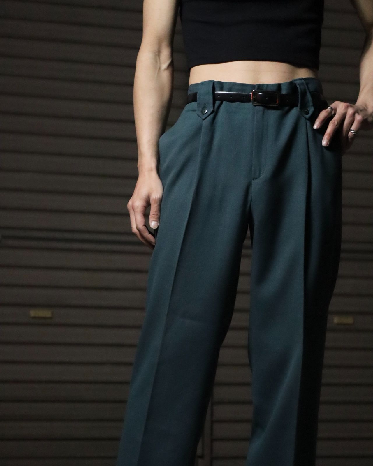 イタリア製 DONNA KARAN ウール×シルク ブラック スラックス パンツ イタリア製 DONNA KARAN ウール×シルク ブラック スラックス