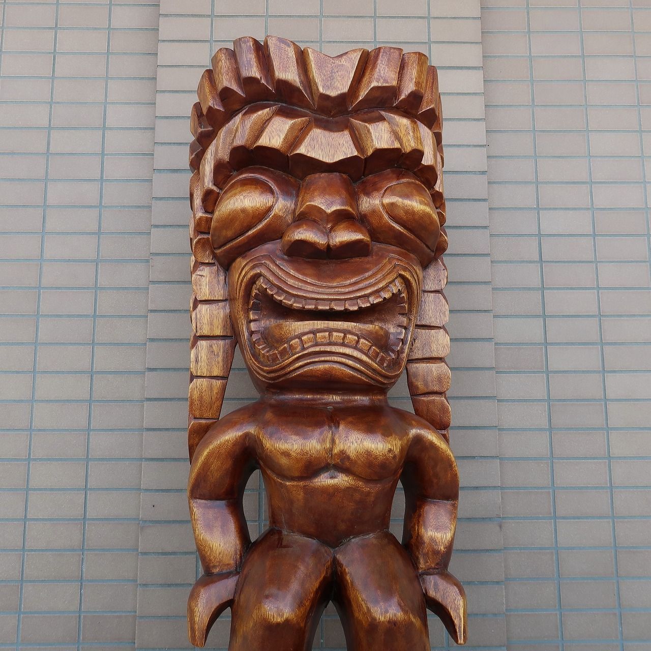 ティキ木彫りカナロア TIKI  木製スワール無垢材  ハワイアン雑貨 70cm ティキ木彫りカナロア TIKI 木製スワール無垢材 ハワイアン雑貨 70cm