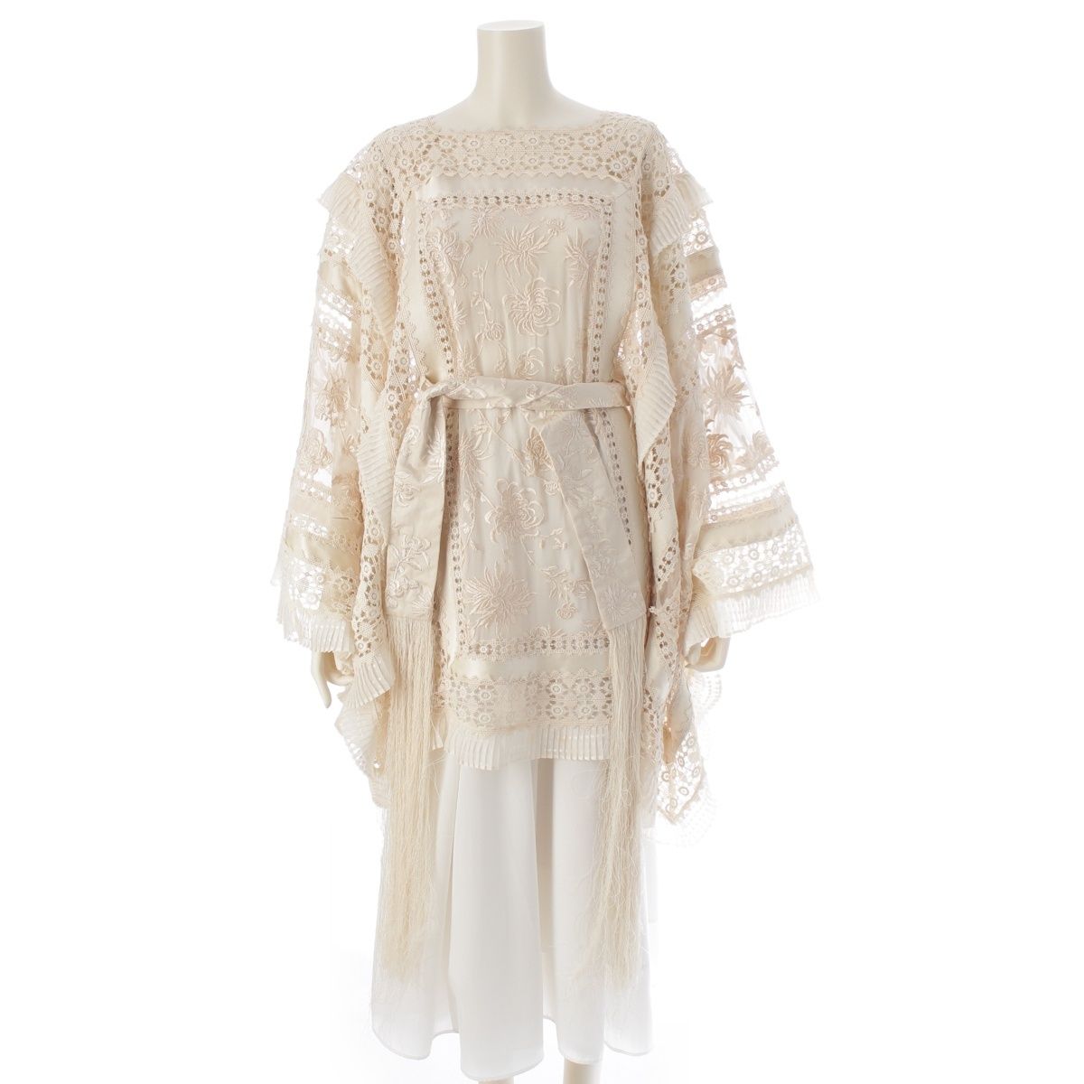ZIMMERMANN ジマーマン シルク レース ベルト付き ポンチョ アウター ホワイト 0