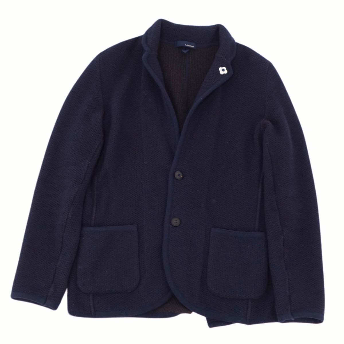 LARDINI ネイビー　ウールアルパカ　ニット　ジャケット ラルディーニ/LARDINI】 ダブルジャケット ニットジャケット