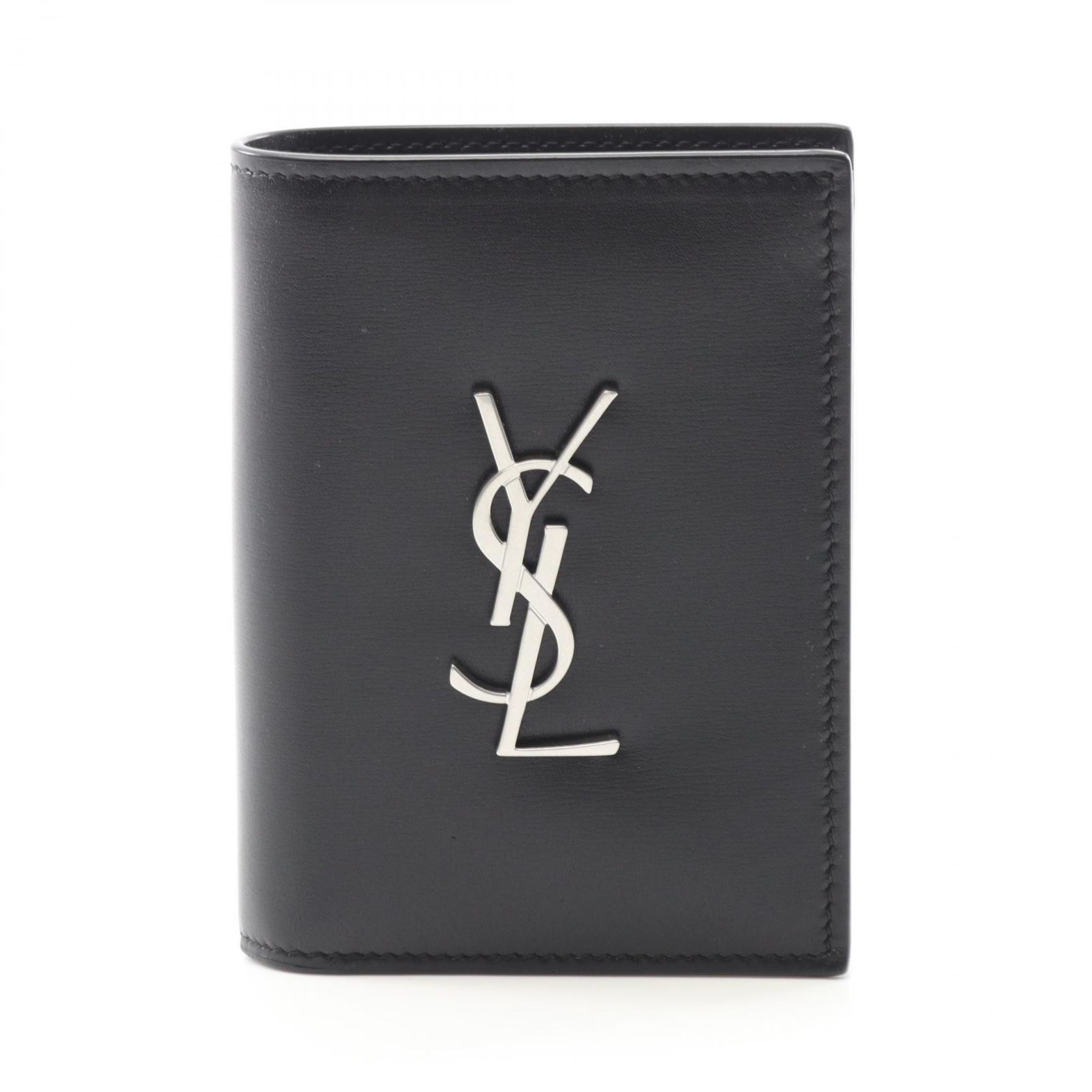 サンローランパリ SAINT LAURENT PARIS カードケース カサンドラ 6687350SX0E1000 ブラック レザー 二つ折り財布 メンズ