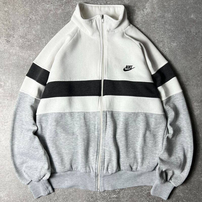 80s 紺タグ NIKE スウェット ジャージ ジャケット L / 80年代 ビンテージ ナイキ スウォッシュ トレーナー モノトーン