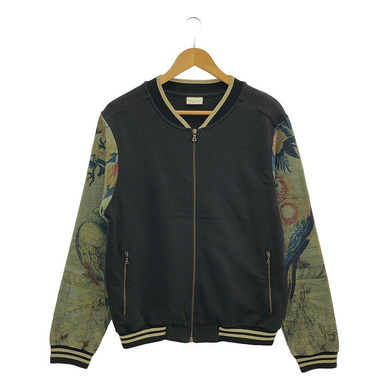 DRIES VAN NOTEN | ドリスヴァンノッテン | 2017SS | ジャガードスリーブ スウェット ブルゾン | M | ブラック | マルチ | メンズ