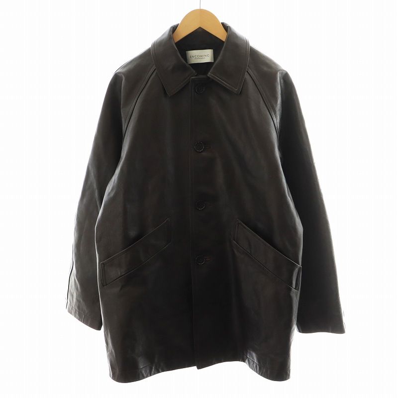 インカミング ENCOMING BACK PLEATED BLOUSON レザージャケット 革ジャン アウター M ダークブラウン AW24-BPBL |AN25