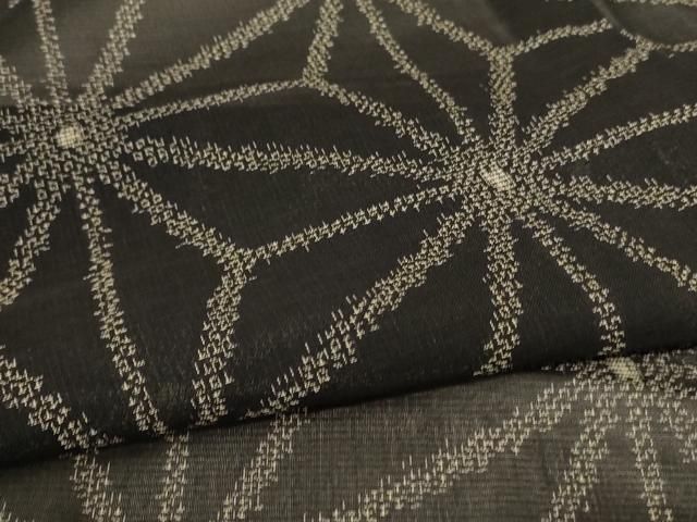 平和屋着物＊夏物　紗紬　麻の葉文様　正絹　逸品　AABC1879jd 平和屋着物＊夏物 紗紬 麻の葉文様 正絹 逸品 AABC1879jd