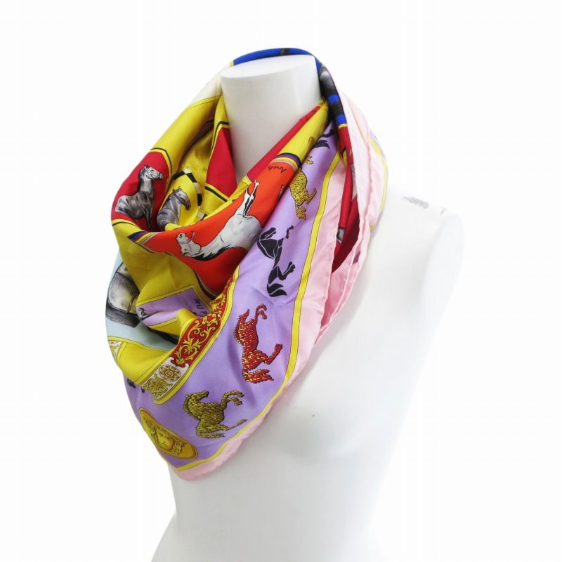 ヴェルサーチ ヴェルサーチェ VERSACE 美品 スカーフ 総柄 馬