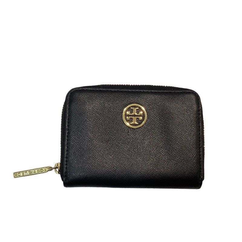 トリーバーチ（TORY BURCH） キーリング付きラウンドファスナーコインケース　カード入れ　小銭入れ　ブラック 【中古】KB-8776