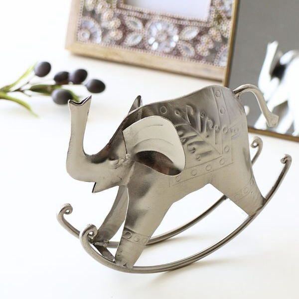 象 ゾウ 置物 置き物 オブジェ インテリア 雑貨 レトロ シルバー