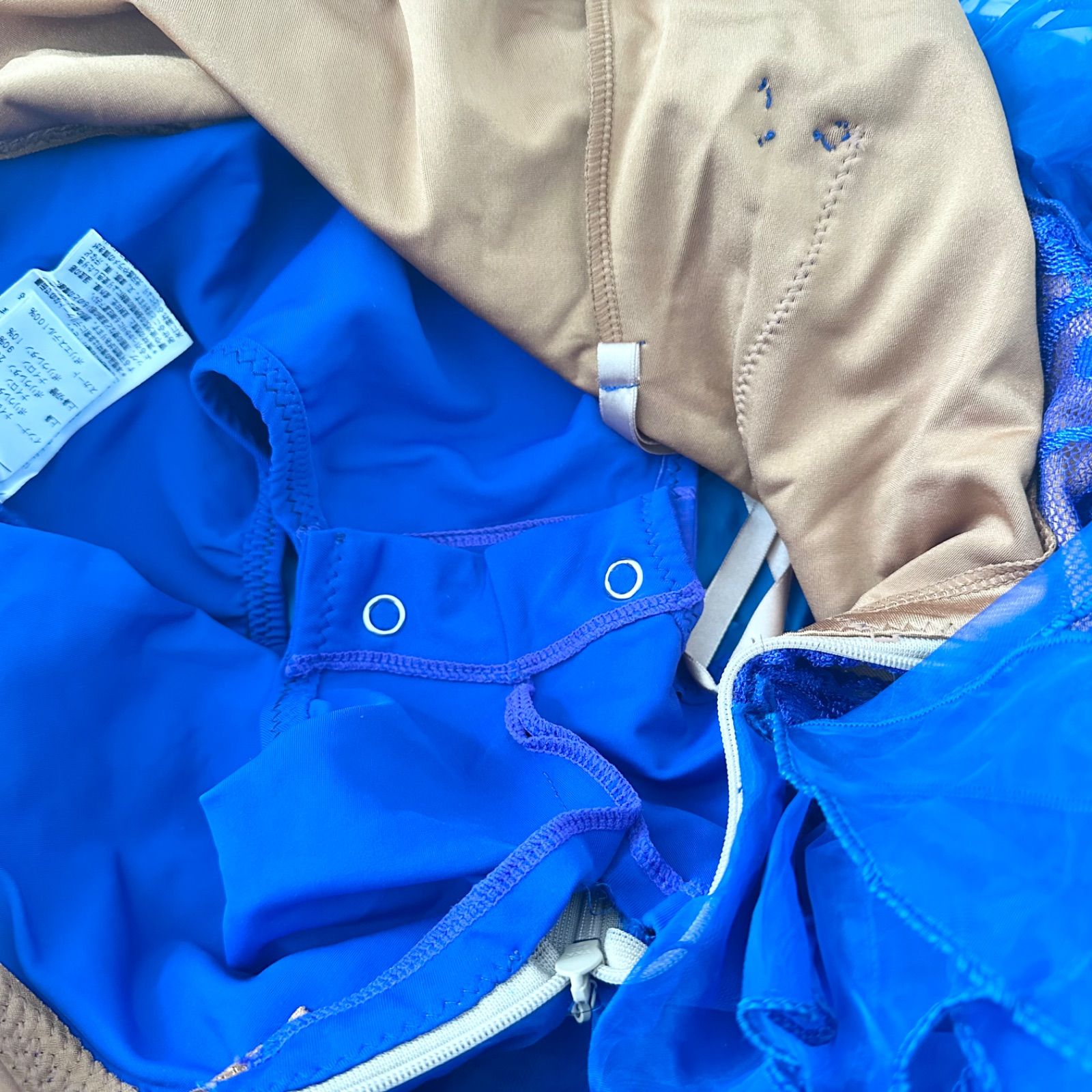 タカダンス 社交ダンス レース フリル ビジュー付 ドレス サファイア