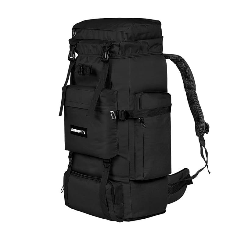 [SOHAPI] アウトドアバッグ リュック 登山用 リュックサック レディース メンズ 大容量 防災 防水 バックパックキャンプ 多機能 70-85L 雨対策 耐久性優れ スポーツ 旅行(ブラック) 0