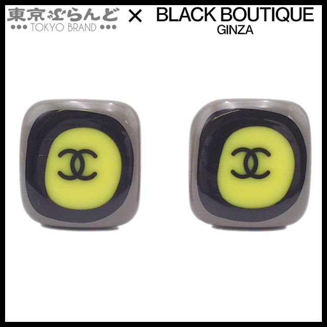 シャネル CHANEL スクエア ココマーク グリーン ブラック プラスチック 03P イヤリング レディース 101797301