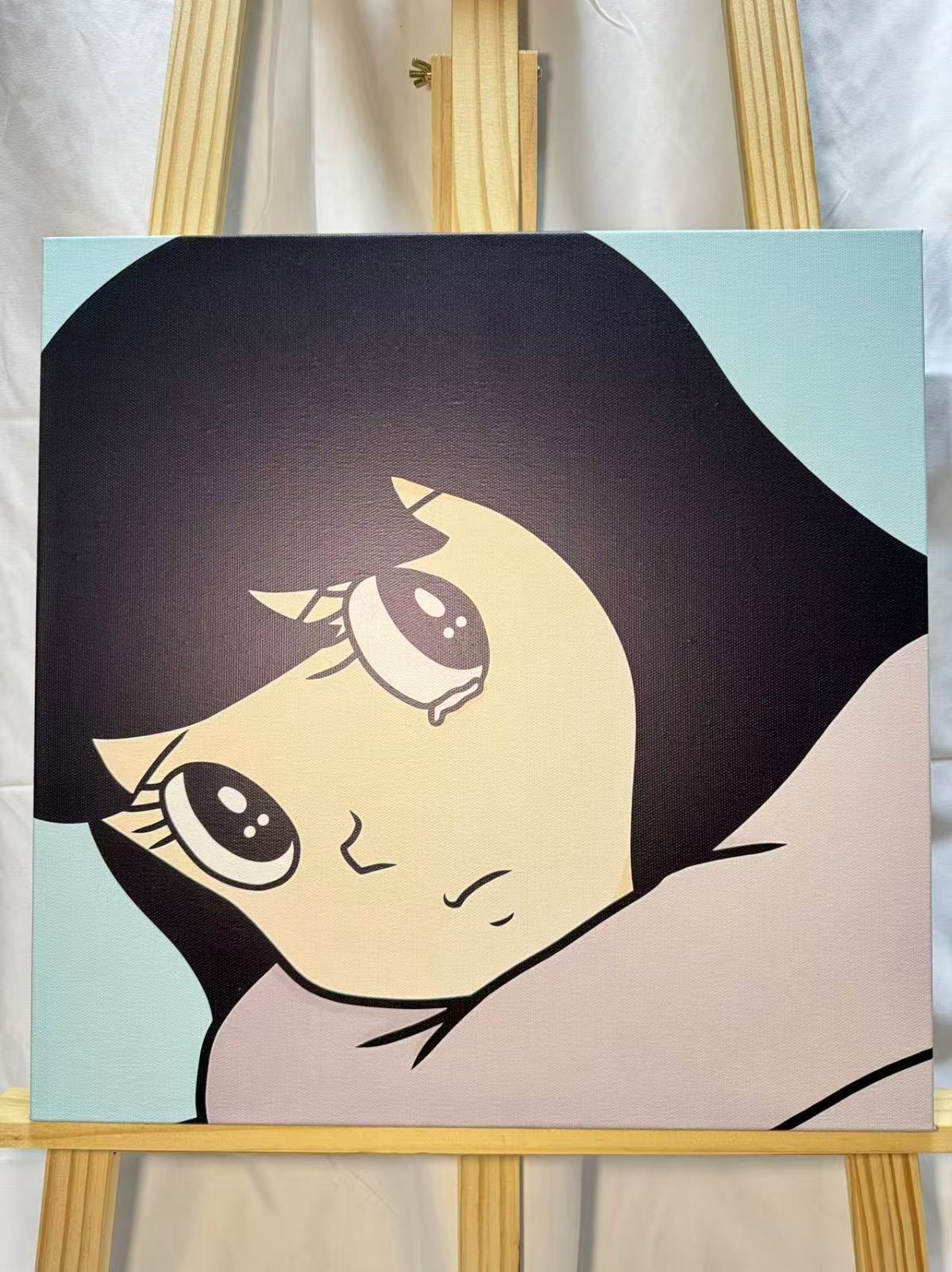 ハシヅメユウヤ 橋爪悠也 Yuya Hashizume work 2017 canvas eye waterシリーズ 45x45ＣＭ ブルー キャンバスアート イラスト 現代アート 模写 美術品 インテリア 飾り