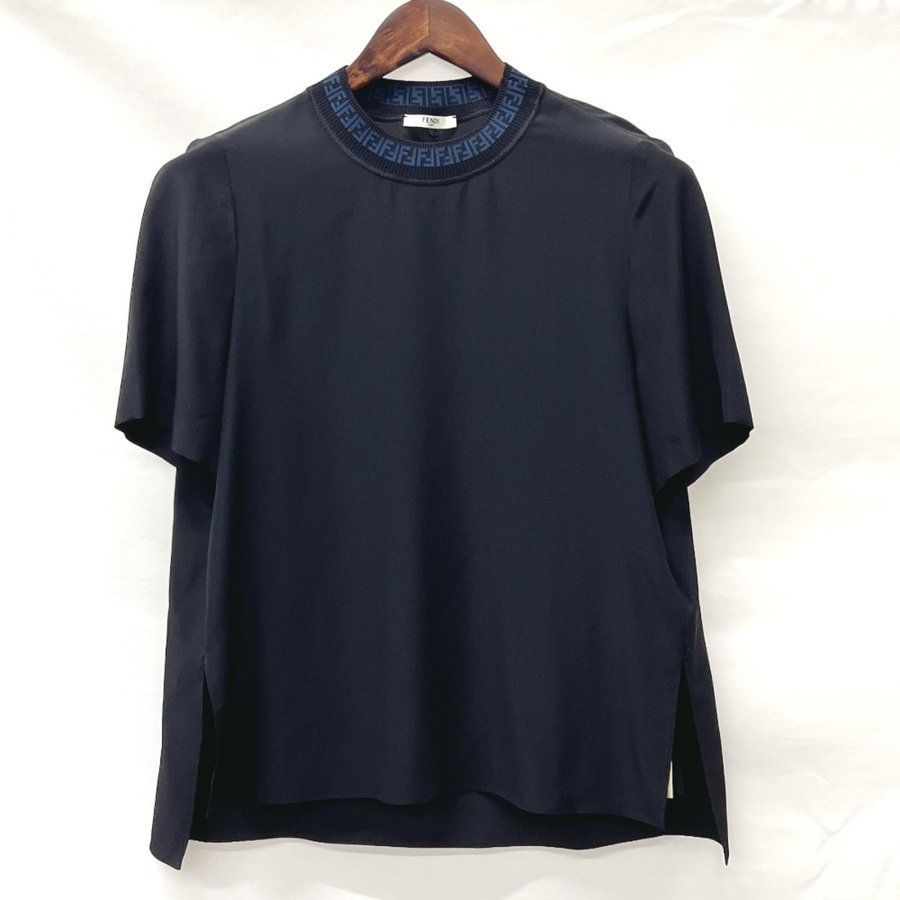 フェンディ FENDI 半袖Ｔシャツ FS7267 YB5 ズッカ柄 シルク ブラック ...