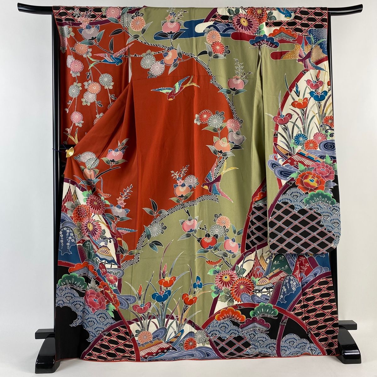 KU1043 美品 振袖 身丈158cm 着物 正絹 十三詣り 成人式 卒業式