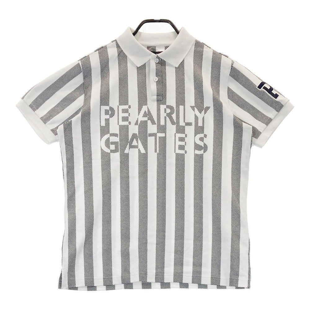 サイズ：5 PEARLY GATES パーリーゲイツ  半袖ポロシャツ ストライプ柄 ホワイト系 [240101393325]# ゴルフウェア メンズ ストスト