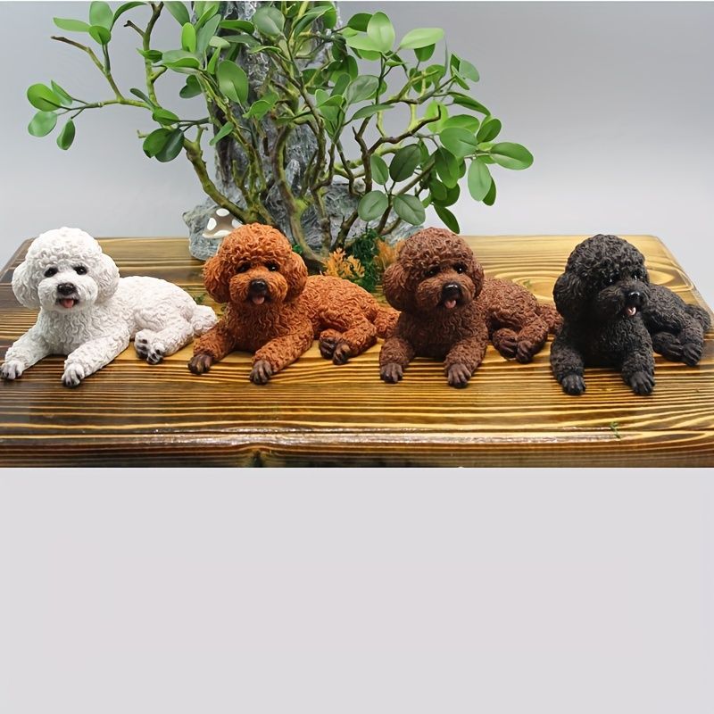 リアル 犬 トイプードル 茶色 ブラウン 置物 かわいい 樹脂 動物像