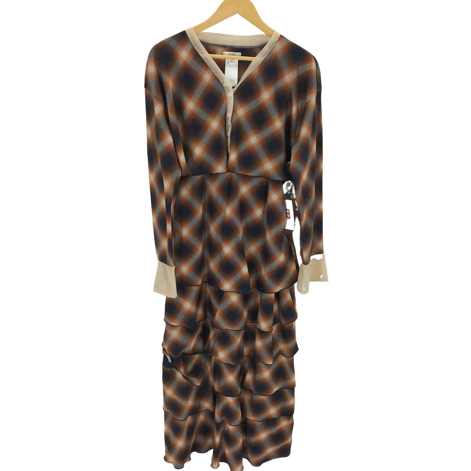 ワンピース Ameri 2PIECE OMBRE CHECK TIERED DRESS セール】2PIECE OMBRE CHECK TIERED DRESS（ワンピース）｜Ameri