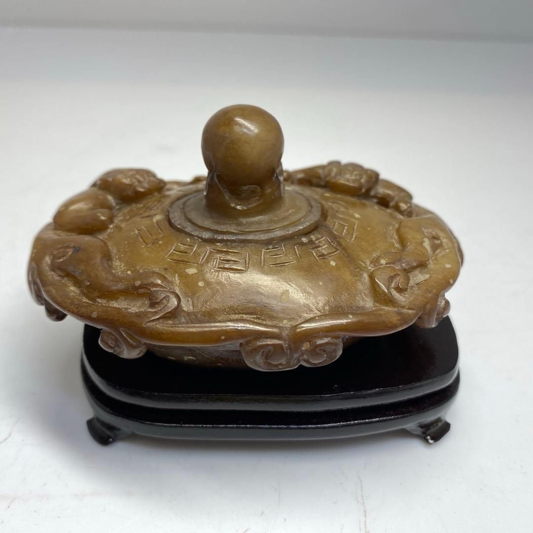 砡製 獅子型 蓋物B 189g 東さ6-0625