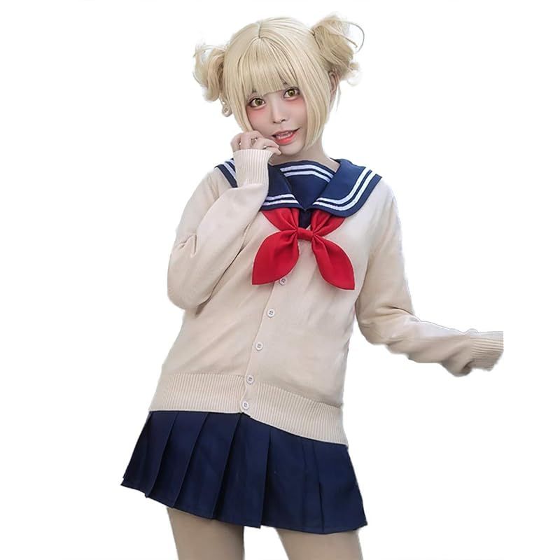 milky time ウィッグ付き 僕のヒーローアカデミア トガヒミコ コスプレ セーラー服 制服 ハロウィン トガ ヒミコ 渡我 被身子 L 0