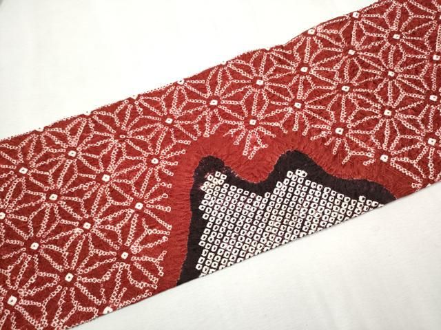 専用　総絞り　名古屋帯　臙脂 名古屋帯 えんじ色 藤娘 総絞り 名古屋帯 名門 藤娘きぬたや・