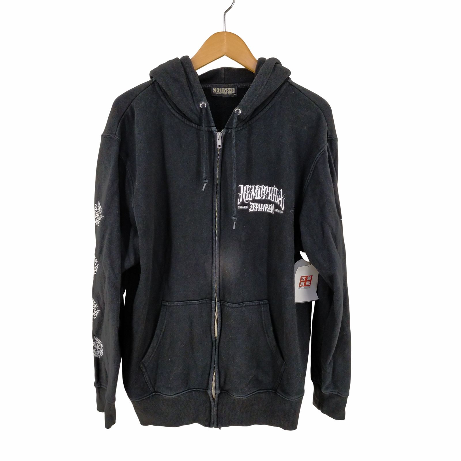 NEMOPHILA ZEPHYREN ブラックフーディ NEMOPHILA×ZEPHYREN×GEKIROCK CLOTHING コラボ・パーカー