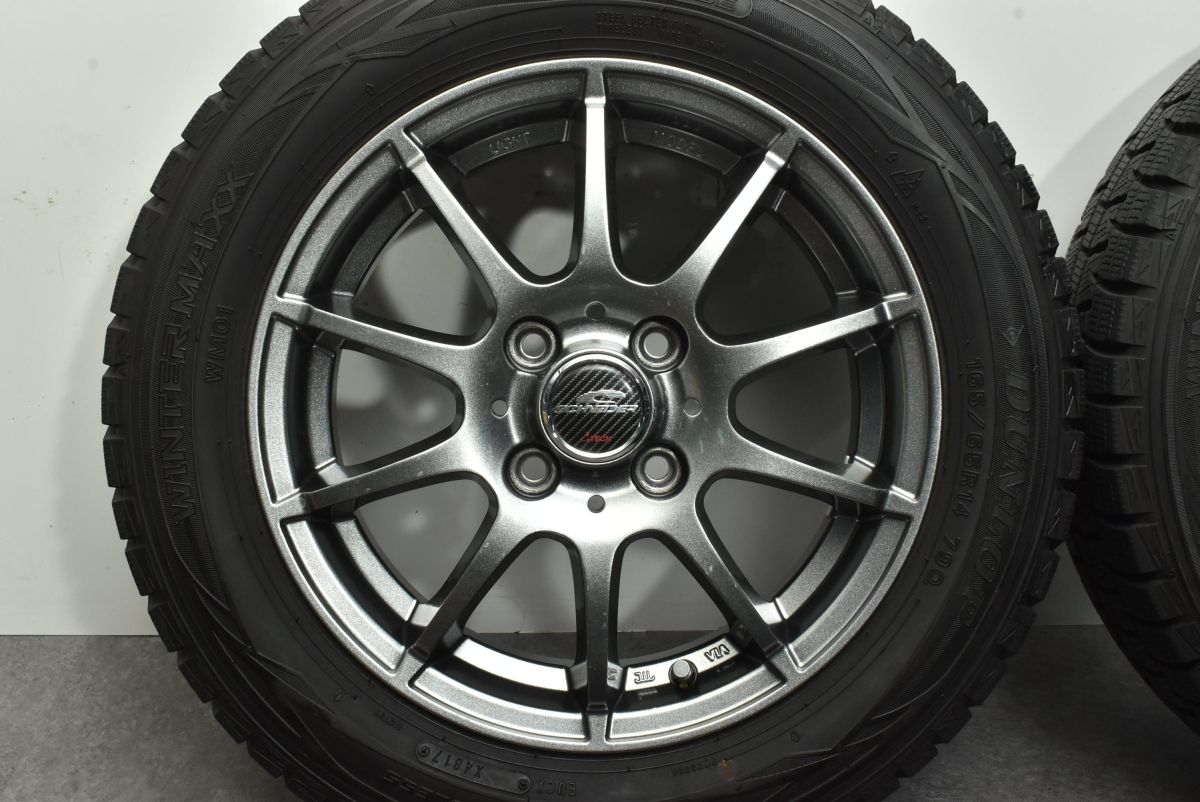 【美品】シュナイダー 14in 4.5J +40 PCD100 ダンロップ ウィンターマックスWM01 165/65R14 パッソ ルーミー タンク ソリオ トール ブーン