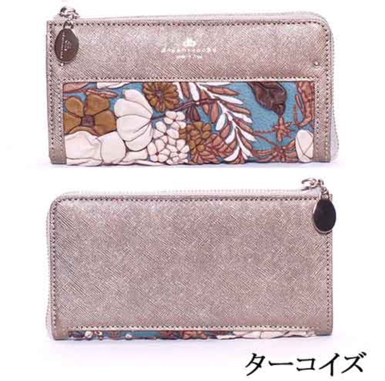 デコブランシェ 本革 ピッグレザー 花柄 L字型長財布 DY-01-05