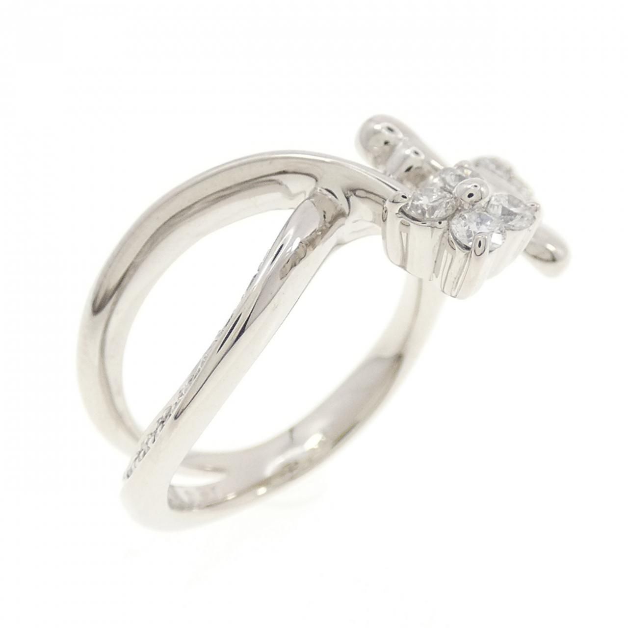 K18WG ダイヤモンド0.31 バタフライリング指輪 