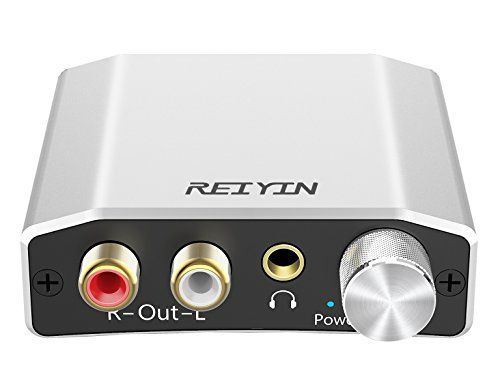 REIYIN DA-01 高性能192kHz 24bit DAC デジタル光＆同軸→アナログRCA ToslinkCoaxial から RCAAUX オーディオの変換器DAコンバーターヘッドアンプ3.5mmジャック 音量ボリューム調整付き 光ケーブル付き シル