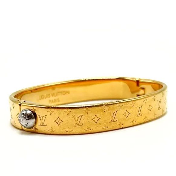 美品 ルイヴィトン カフ ブレスレット Sサイズ ゴールド バングル 小物 美品 LOUIS VUITTON ルイヴィトン カフ ブレスレット ナノグラム