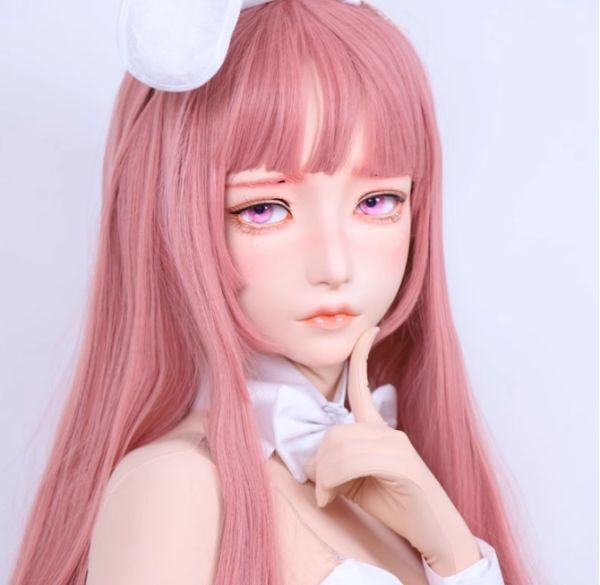 未使用 全頭マスク カツラ付 ロック付 訳あり ドールヘッド ロリータ人形 powertechnologystore_full-face