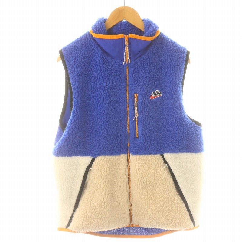 ナイキ NIKE 19AW AS M NSW HE VEST WINTER ボアベスト ジップアップ ハイネック ロゴ 刺繍 L 青 ブルー アイボリー CD3143-480 /XK