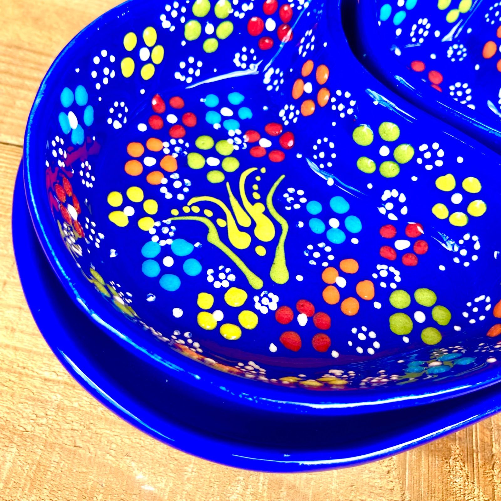 5点セット【トルコ陶器】手描き 食器セット プレート&取り皿＊ブルー