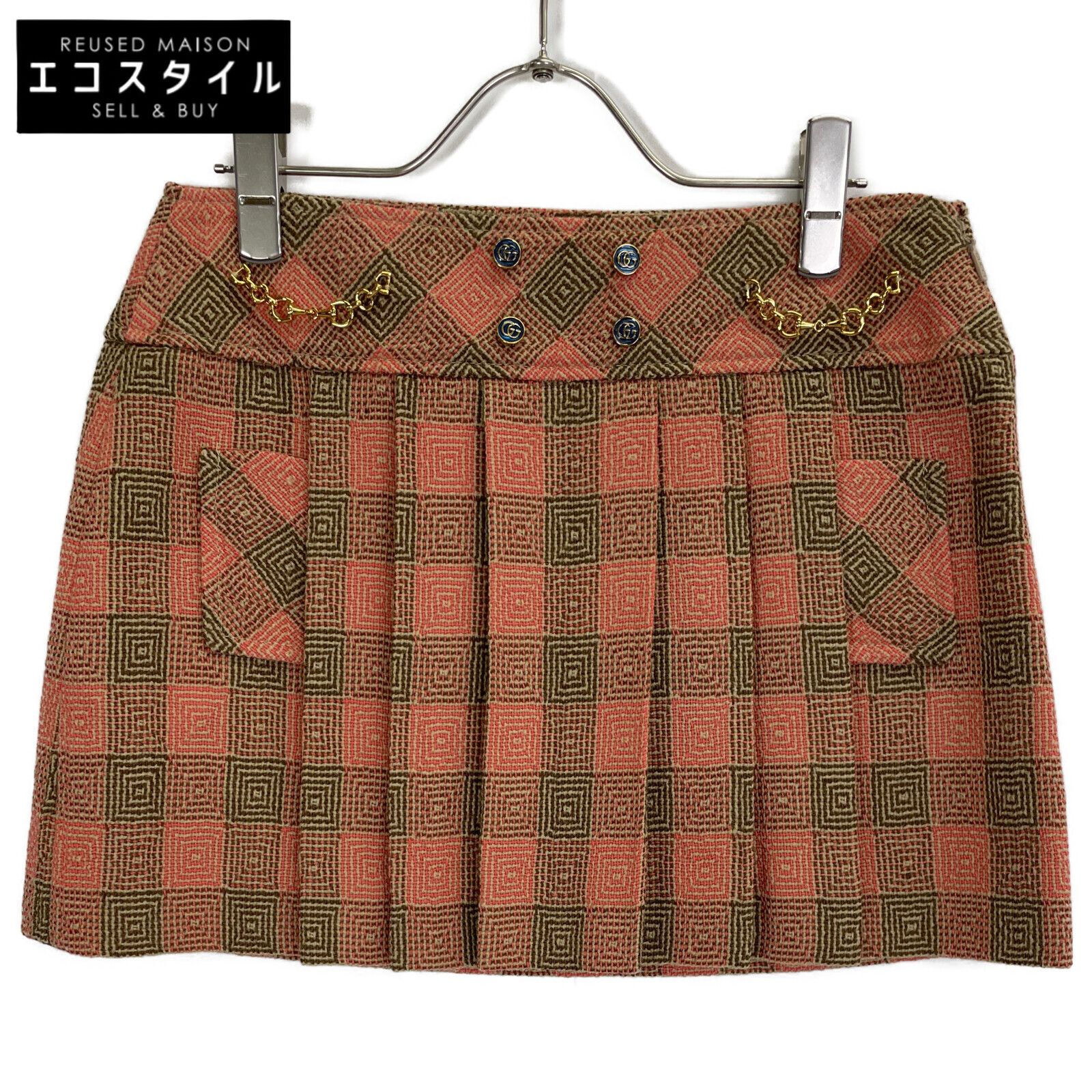 GUCCI グッチ | 正規 633226 チェック プリーツ 台形 40