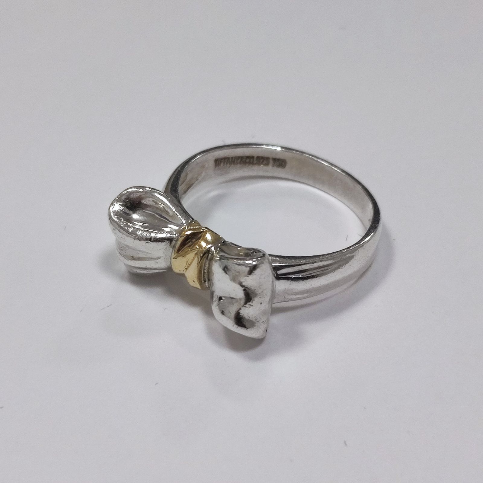 【美品】12号Tiffany ティファニー リボン コンビリング 925/750 極美品 ティファニーリボンリング 指輪 925 750 コンビ｜Yahoo
