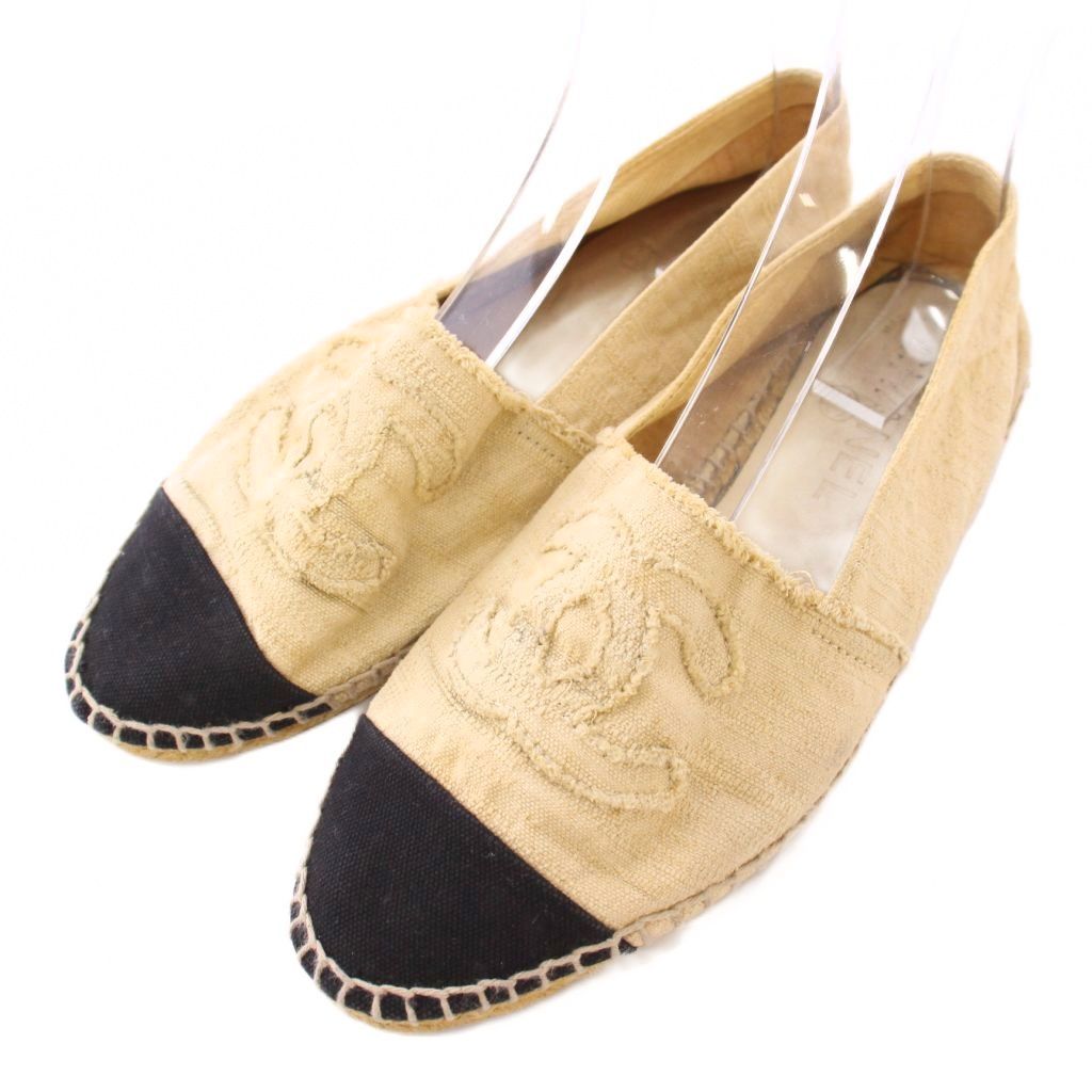シャネル CHANEL スリッポン フラットシューズ キャンバス