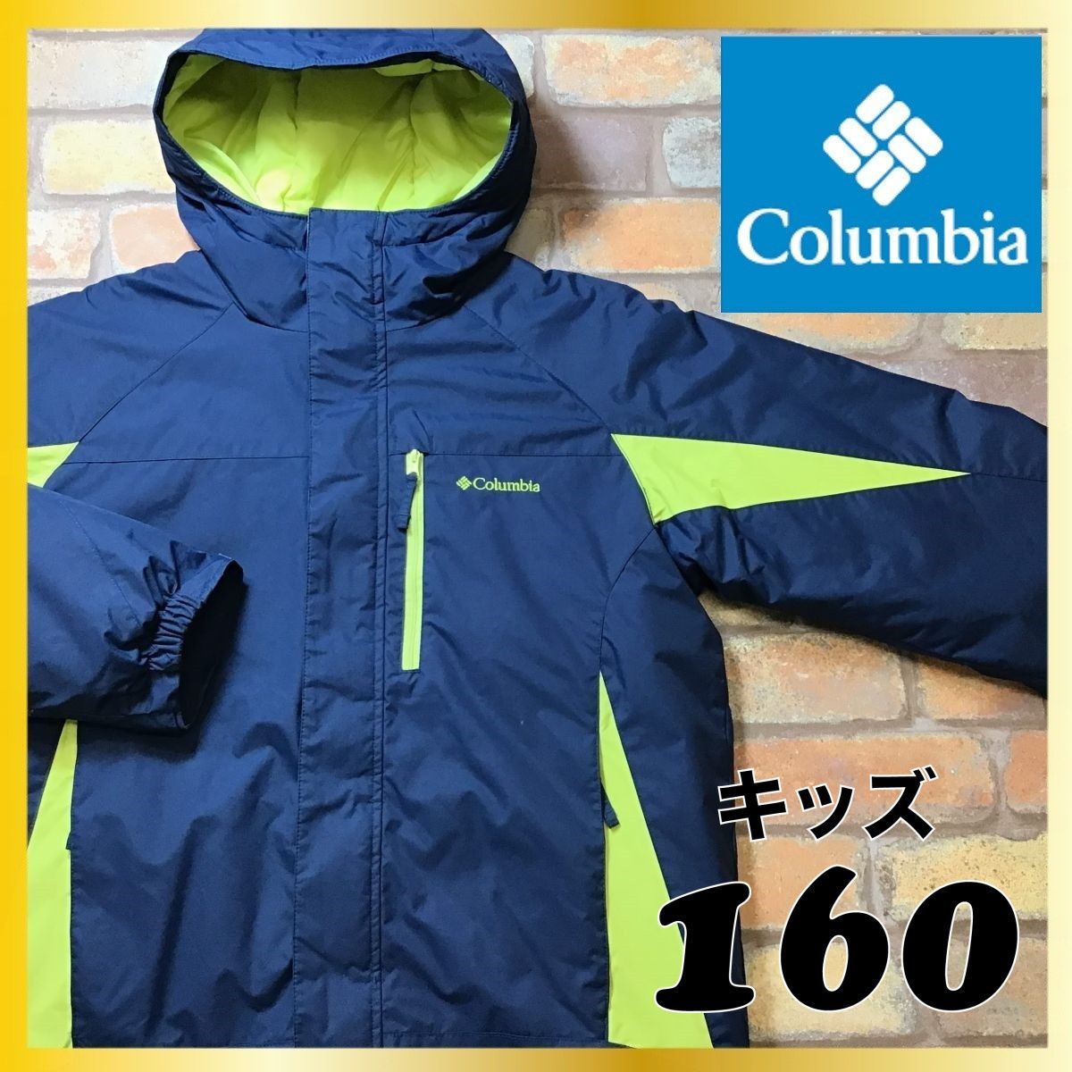 ME7-595USA仕入れu0026正規品【Columbia コロンビア】バイカラー ナイロン フードジャケット【ユース XL 160】紺×蛍光色 アウトドア