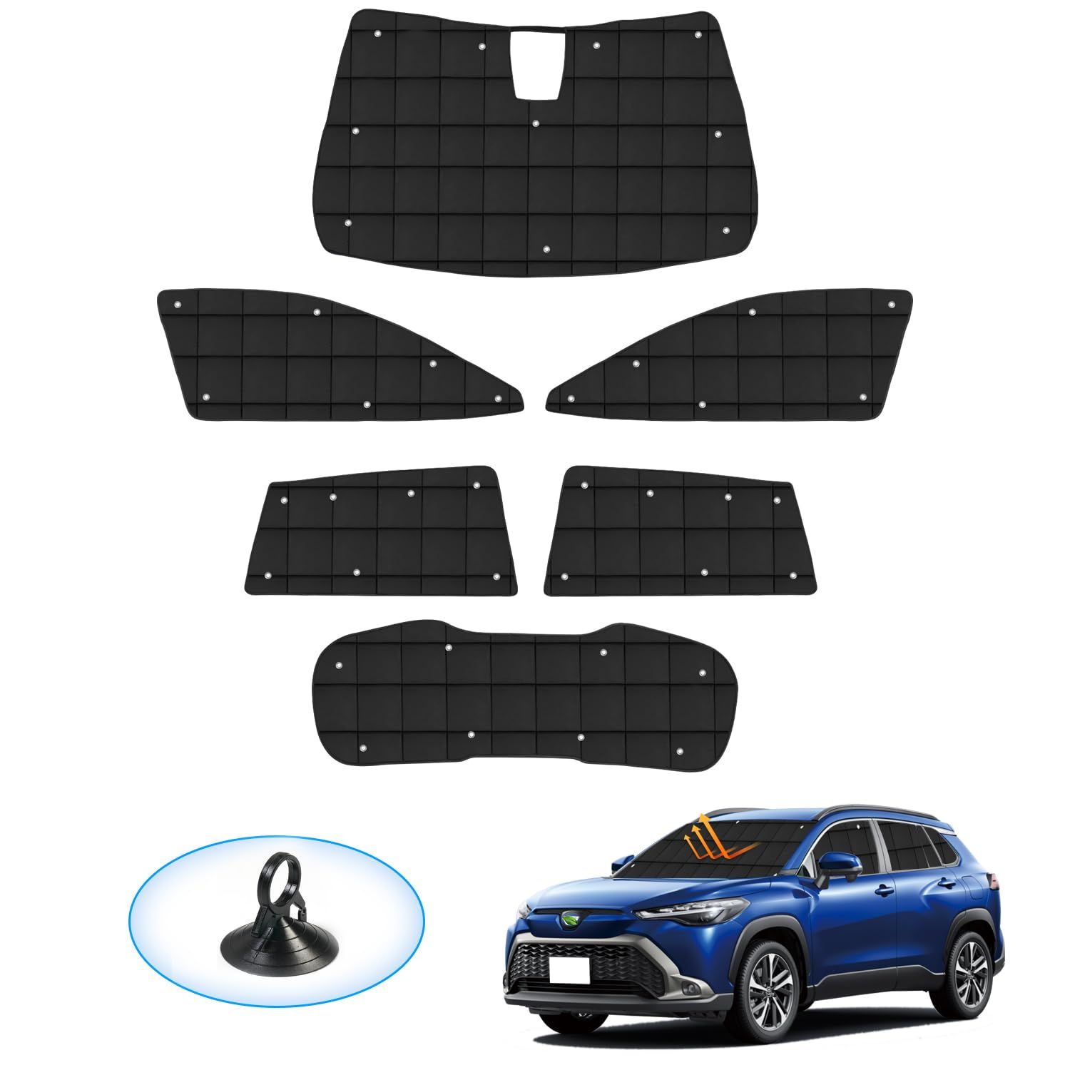 AUTO SPEC トヨタ カローラクロス 10系 格子状 サンシェード 1台分 吸盤タイプ Corolla Cross ZSG10 ZVG11 ZVG15 2021年9月~現行 マルチサンシェード 折り畳み式 遮光シェード プライバシー保護 盗難防止対