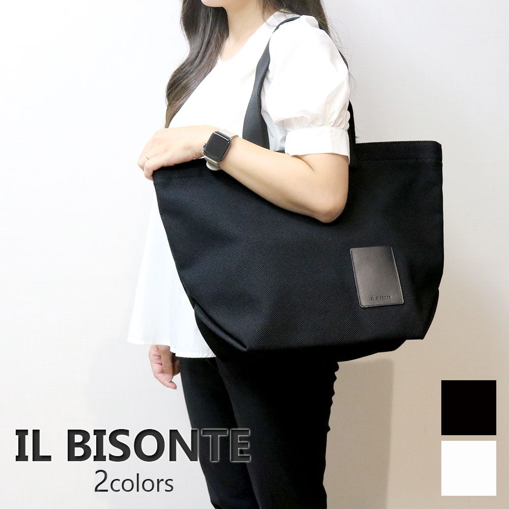 【IL BISONTE】イルビゾンテ キャンバス トートバッグ ブラック 新品 IL BISONTE】イルビゾンテ キャンバス トートバッグ ブラック 新品