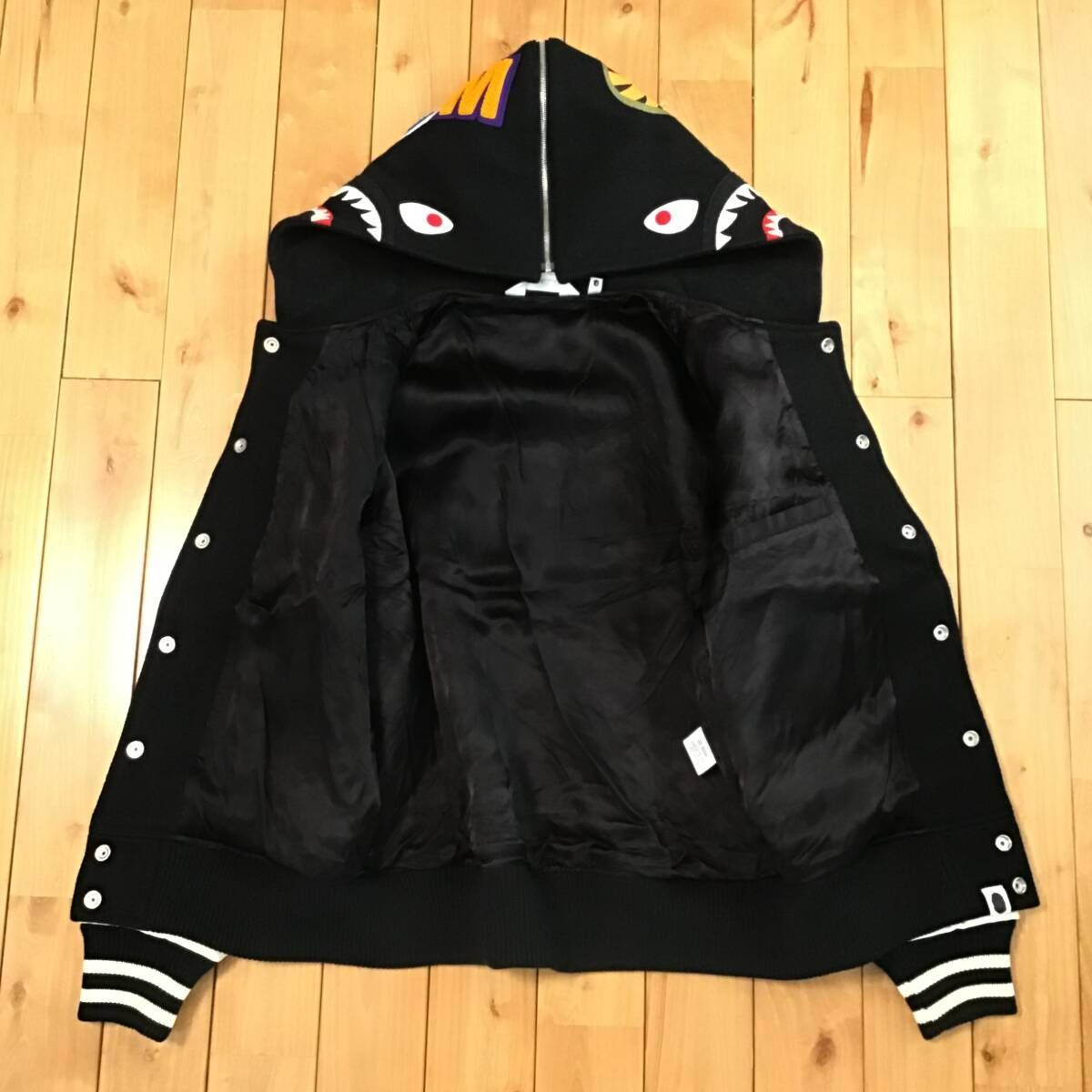 BAPE 袖レザー シャーク leather varsity jacket 【公式通販】