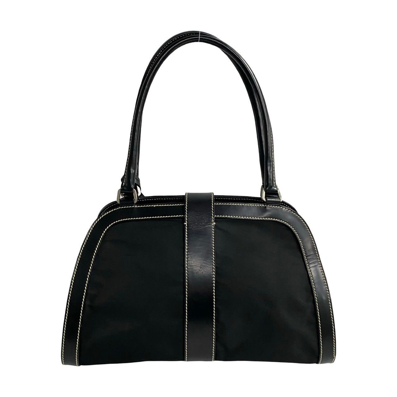 【美品】プラダ ハンドバッグ ボストンバッグ ナイロン ブラック 黒 三角 鍵 PRADA プラダ ナイロン ミニボストンバッグ ハンドバッグ ブラック