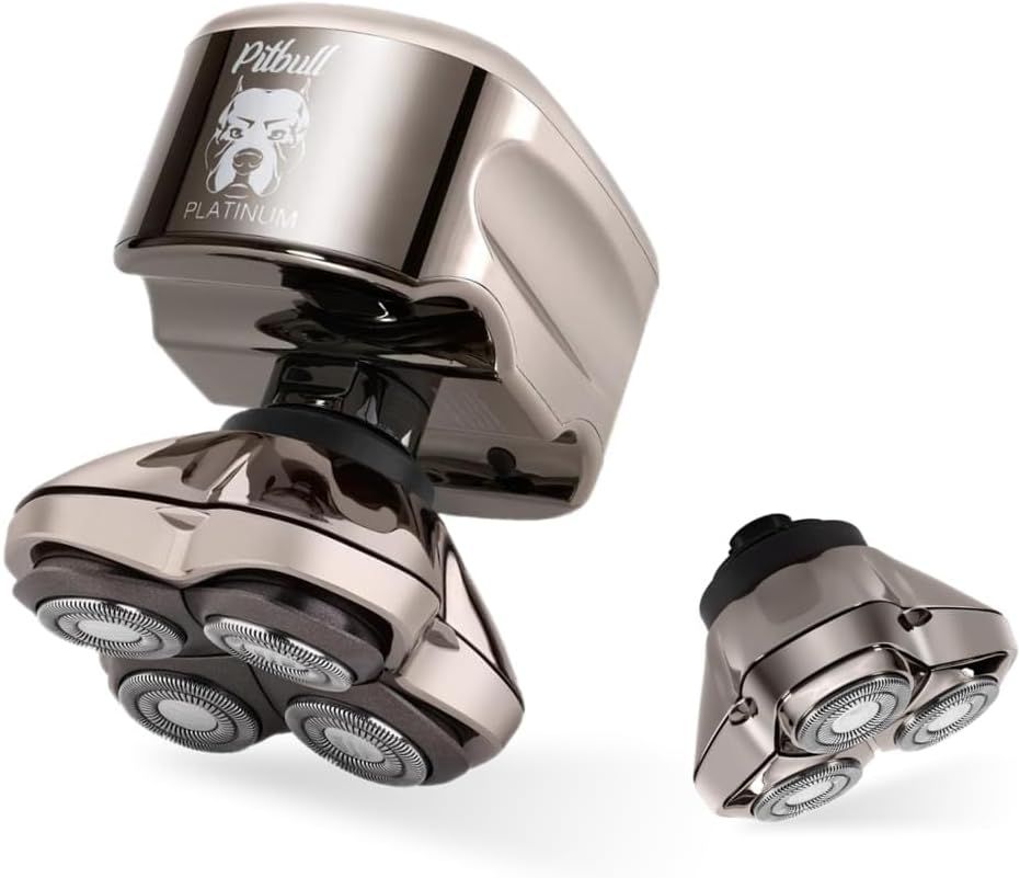 3ヘッドブレード付 Skull Shaver スカルシェーバー ピットブル （白金 プラチナ） Pitbull Platinum PRO スキンヘッド専用 日本製ステンレス鋼刃採用 電動シェーバー 高速 滑らかなシェービング