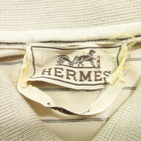 エルメス HERMES 美品 ポロシャツ 半袖 ボーダー柄 サイドスリット