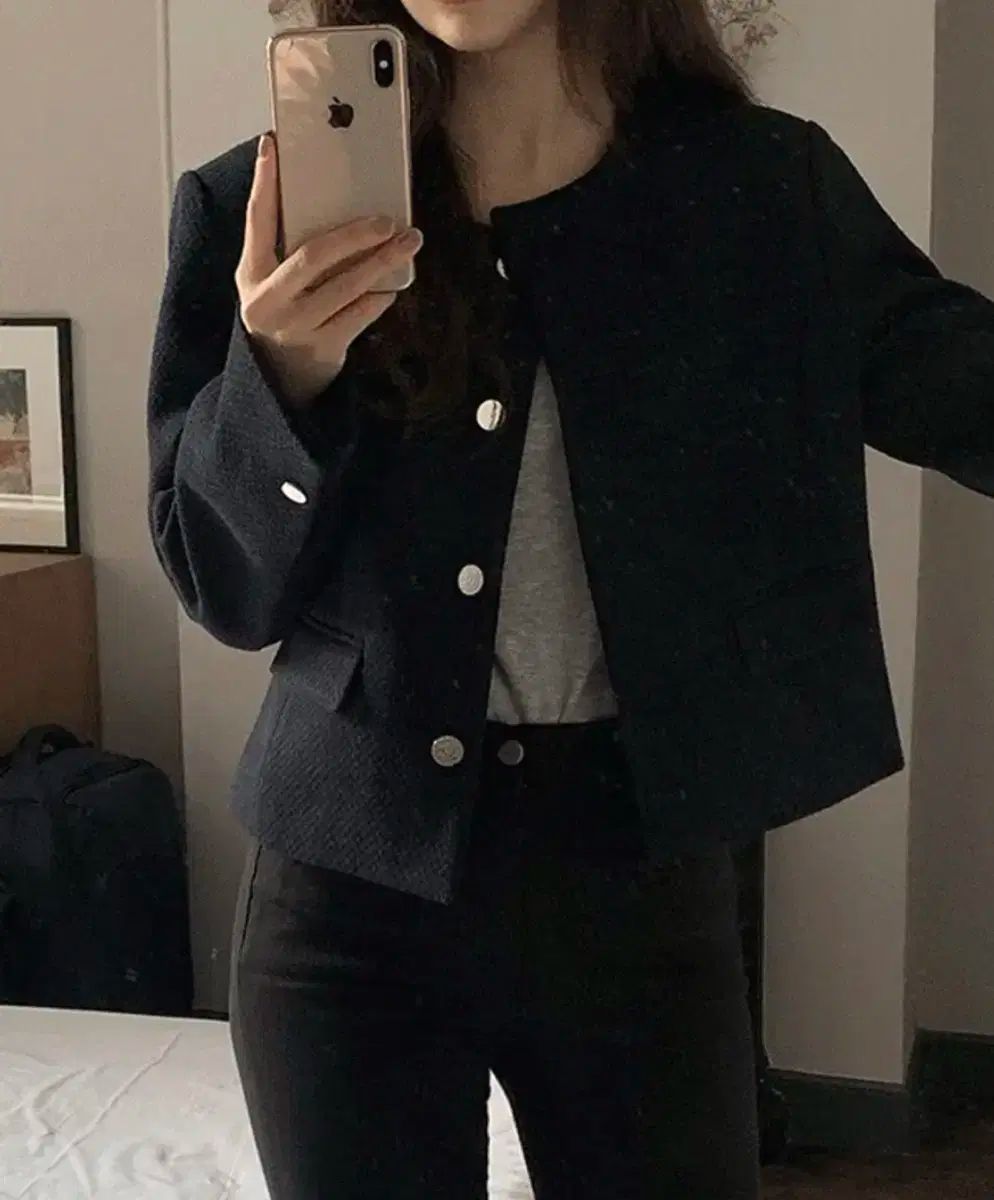  SLOWAND ツイード セットアップ S ダークネイビー その他 ビジネススーツ