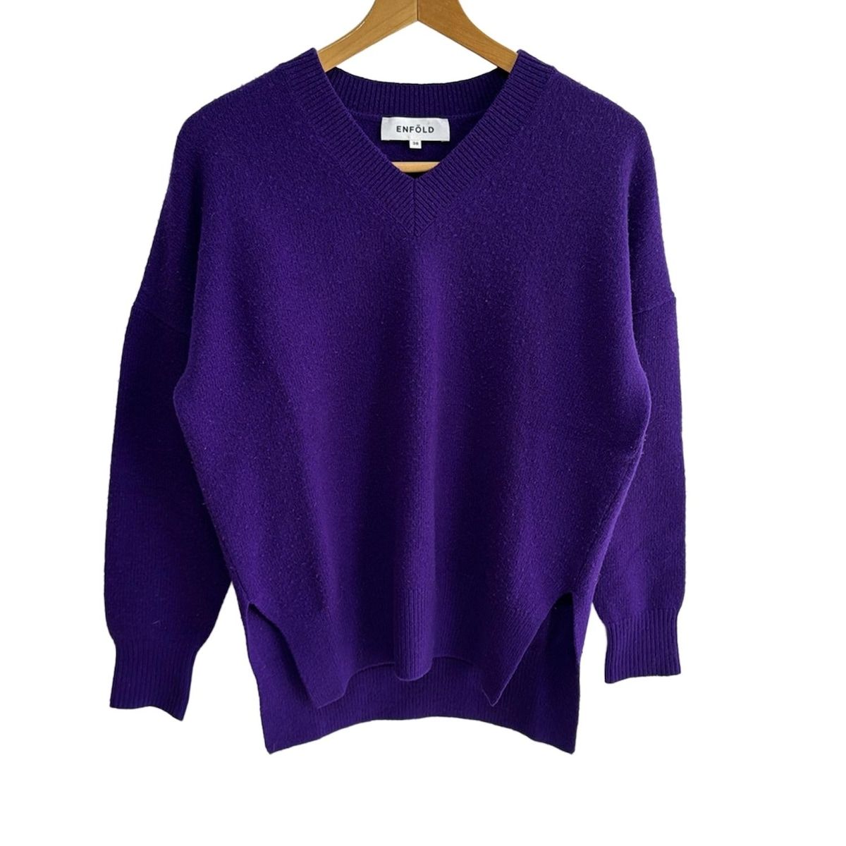 エンフォルド ENFOLD Vネック長袖ニット38 M パープル エンフォルド ENFOLD Vネック長袖ニット38 M パープル
